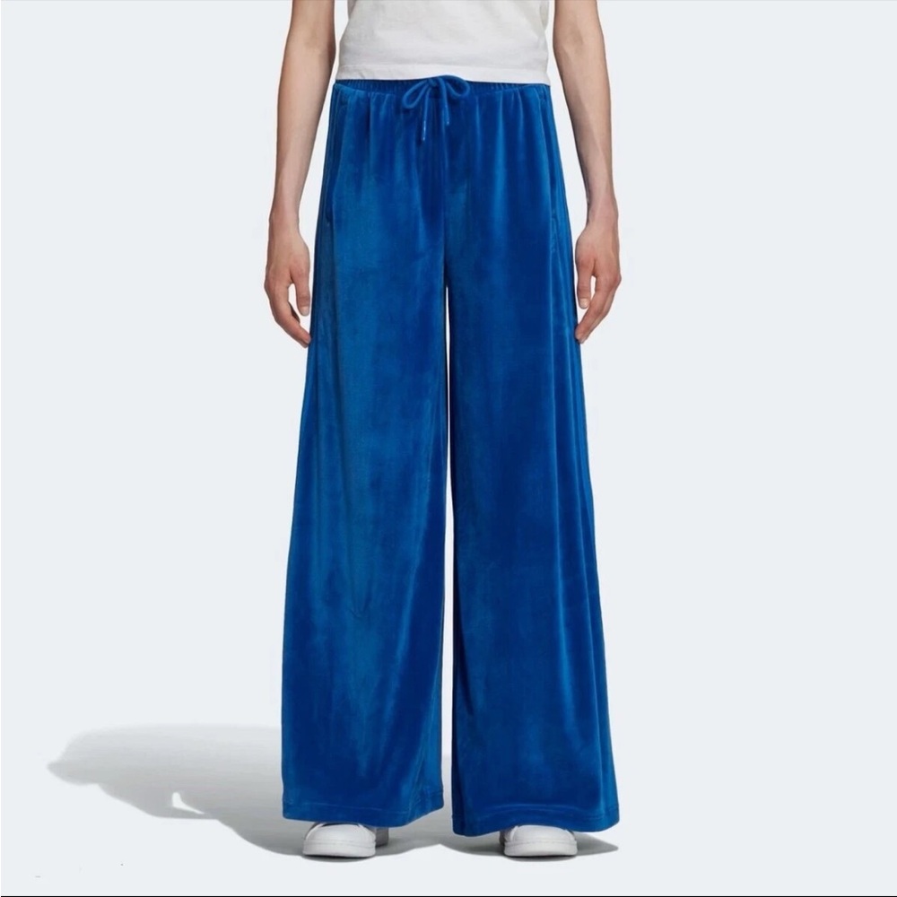 NEW Adidas x Jeremy Scott Velour Three Stripe Track Pants Blue Oversized XL